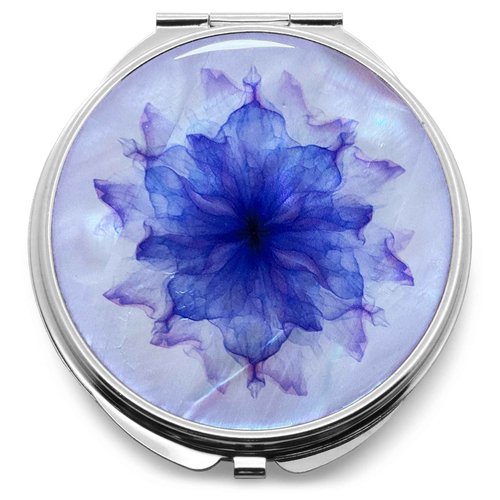 MADDesign Mother of Pearl Compact Makeup Travel Mirror (Flower Petals Purple)