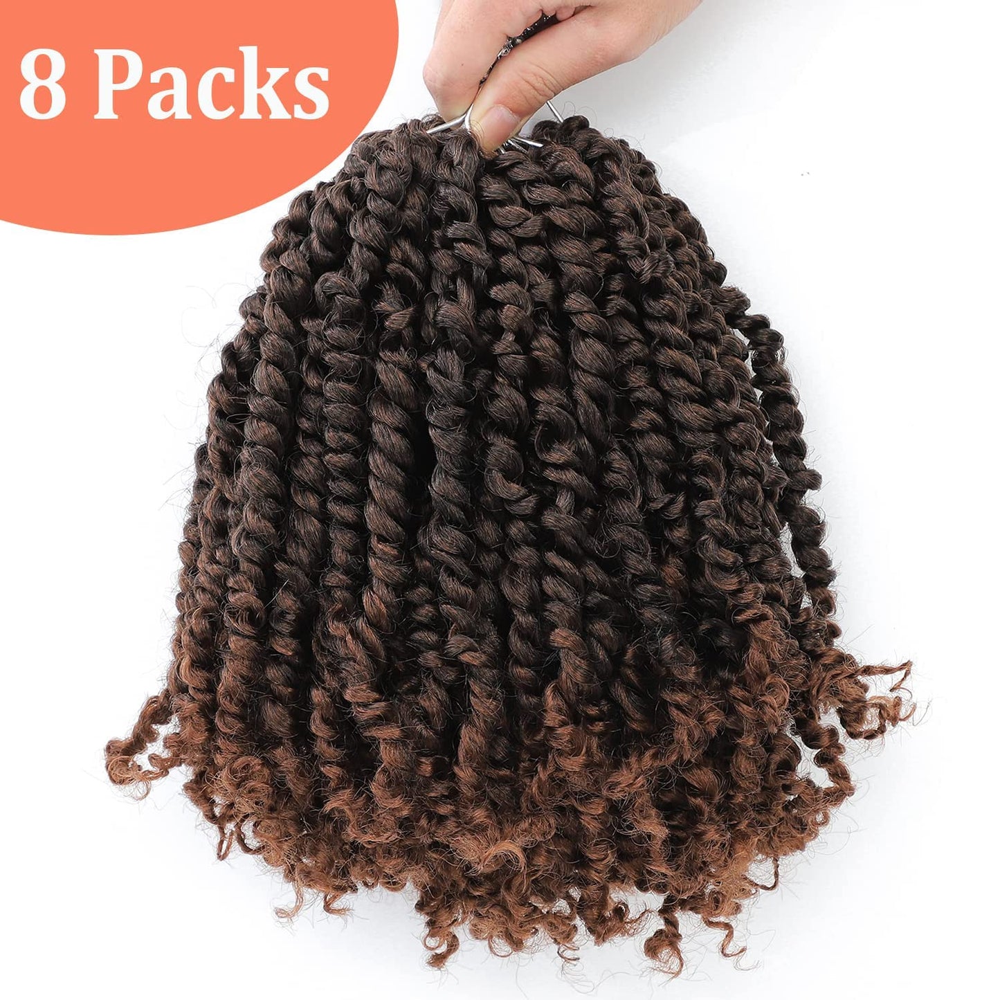 Passion Twist Crochet Hair 6 Inch 8 Packs Pre-Twisted Passion Twist Hair Crochet Hair for Black Women Pre-Looped Crochet Braids Synthetic Crochet Hair Extensions #T30