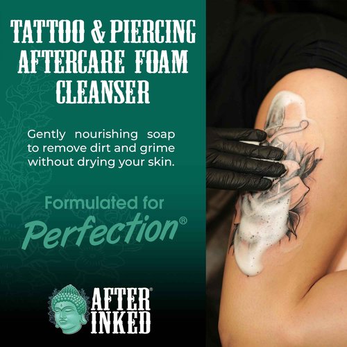 After Inked Tattoo Aftercare Lotion and Foam Cleanser Bundle - with 3oz Tattoo Lotion Aftercare and 1.7oz Tattoo Aftercare Foam Wash, Essential Tattoo Supplies, Premium Skincare Tattoo Aftercare Kit