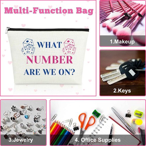 Mxrymvu Bunco Makeup Bag Gambling Lover Gifts Funny Bunco Gift Cosmetic Bag Dice Game Travel Zipper Pouch Dice Game Gifts Birthday Present for Women Best Friends What Number Are We On