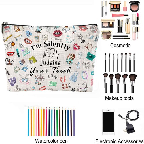 XYZONE Dentist Gift Dental Gift for Women Makeup Bag Dental Assistant Gift Dental Hygienist Gift Cosmetic Bag Graduation Gift for Dentist Thank You Gift for Her Birthday Retirement Gift
