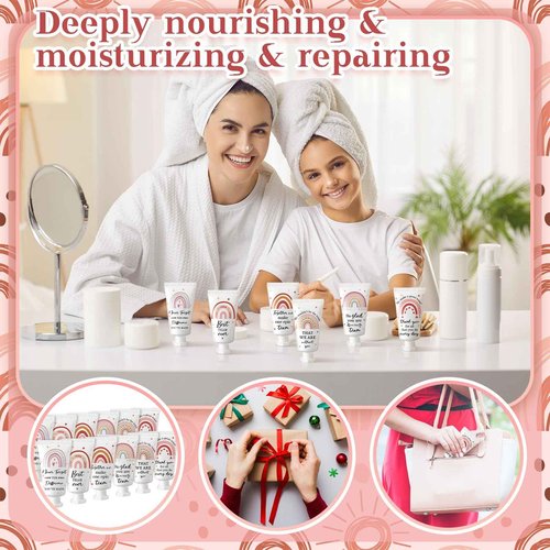 Sacubee 48 Pack Employee Appreciation Team Gifts Bulk Travel Size Hand Cream Inspirational Thank You Gifts Boho Rainbow Hand Lotion Bulk for Teachers Day Christmas Staff Employees Coworkers Women