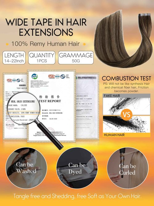 Caliee 16 Inch Long Weft Tape in Hair Extensions 50G One Piece Tape in Hair Extensions Invisible Color R2-2/6 Darkest Brown with Chestnut Brown Soft Wide PU Weft 31.5"(80cm)