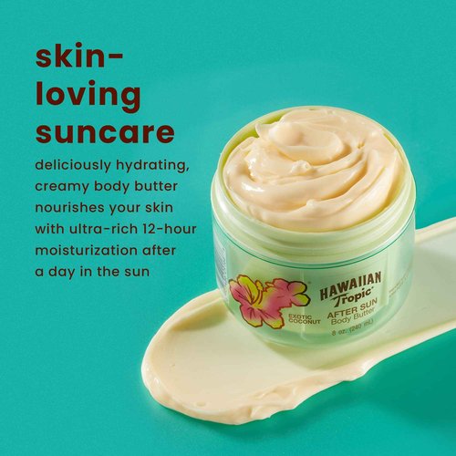 Hawaiian Tropic Mineral Powder Sunscreen Brush SPF 30 | SPF Powder Sunscreen for Face & After Sun Body Butter with Coconut Oil, 8oz | After Sun Lotion