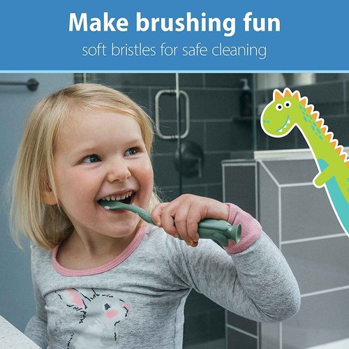 Dr. Brown's Baby and Toddler Toothbrush, Green and Orange Dinosaur 2-Pack 1-4 Years, CleanUp Float & Hatch Dino Eggs Bath Toy, 6m+, Dino-Soft Baby Bath Spout Cover, BPA Free, Certified Plastic Neutral