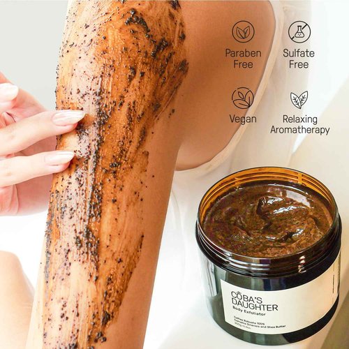 COBA'S DAUGHTER Robusta Coffee Body Scrub| Exfoliating for Cellulite and Stretch Marks, KP Bump Eraser, Strawberry Legs, Underarm | Matcha & Shea Butter | Safe for pregnancy | Vegan Beauty (10.6 Oz)