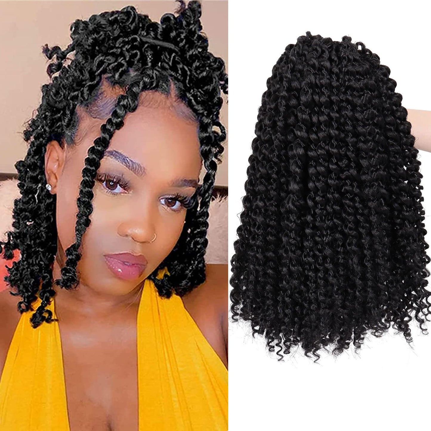 Passion Twist Hair 14 Inch Water Wave Crochet Hair for Women Curly Bohemian Braiding Hair Extensions Crochet Braids 7 Packs 1B