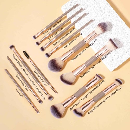 MAGEFY Makeup Brushes 37 Pcs Makeup Kit, Multi-functional Makeup Tool Set with Double-End Powder Blush Eyeshadows Brush Make up Brushes Set Bag,Champagne