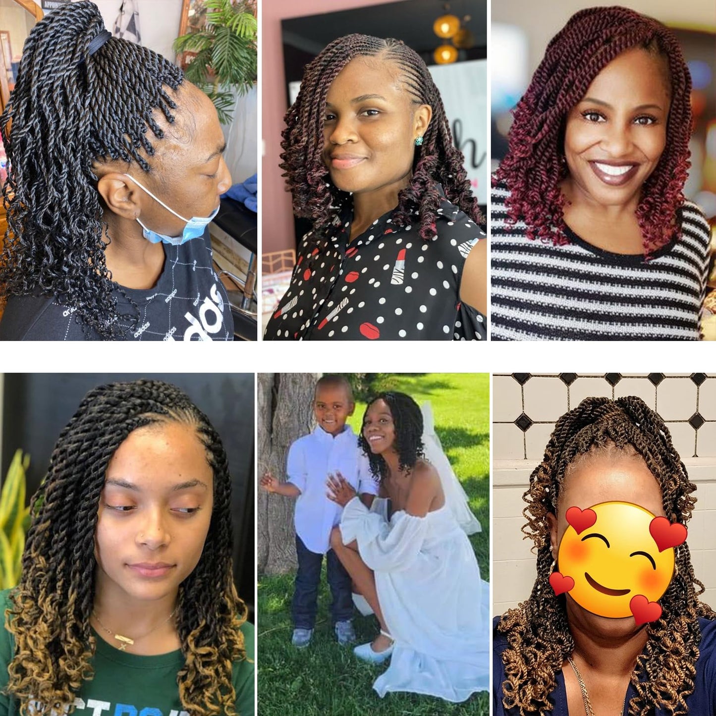 Wavy Senegalese Twist Crochet Hair For Black Women 8 Inch 10 Packs Senegalese Twist Braiding Hair Crochet Twists Pre Looped Twist Crochet Hair Curly Crochet Twist Hair With Curly Ends(1B/30)