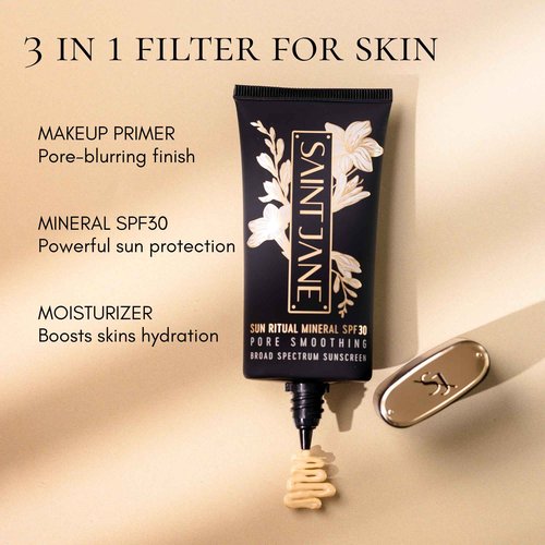 SAINT JANE - Luxury Sun Ritual - Pore Smoothing SPF 30 Mineral Sunscreen | Luxury, Floral-Infused, Clean Skincare (1.7 oz | 50 ml)