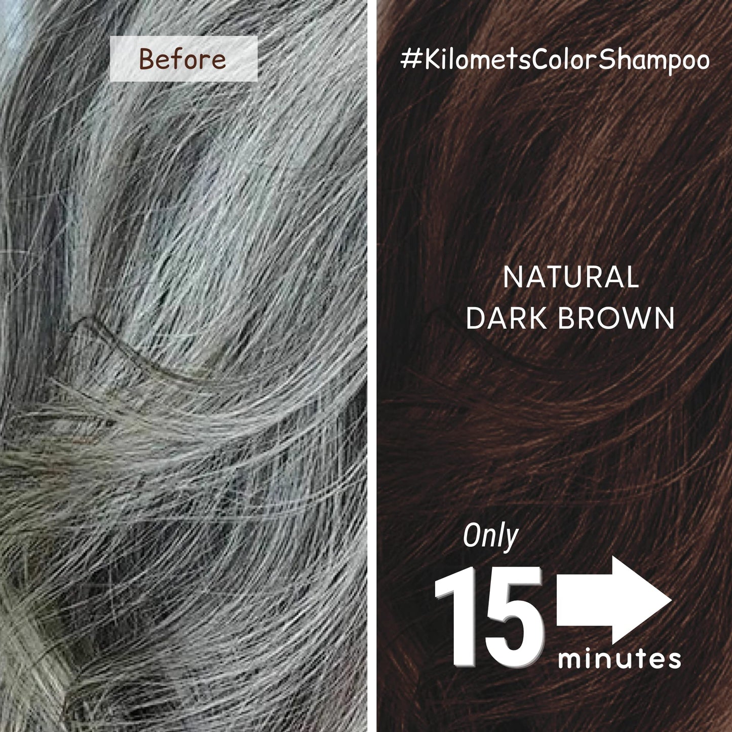 Kilomets Dark Brown Hair Dye Shampoo 3 IN 1 - Pack 10 Travel & Trial - Hair Color Shampoo Grey Coverage in Minutes Ammonia Free Hair Coloring Gift for Mom Dad