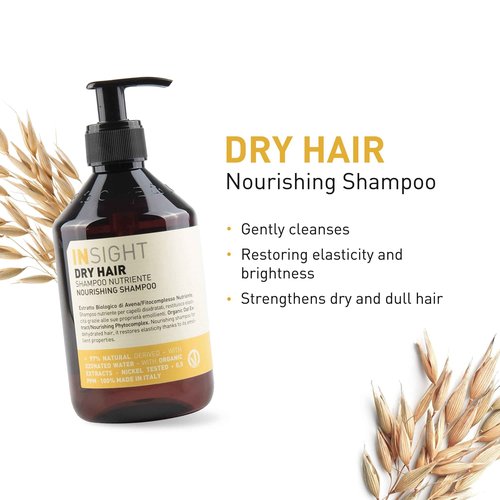 INSIGHT Clean Beauty Nourishing Shampoo for Dry Hair with Organic Oat Extract, Vegan, 13.5 fl oz