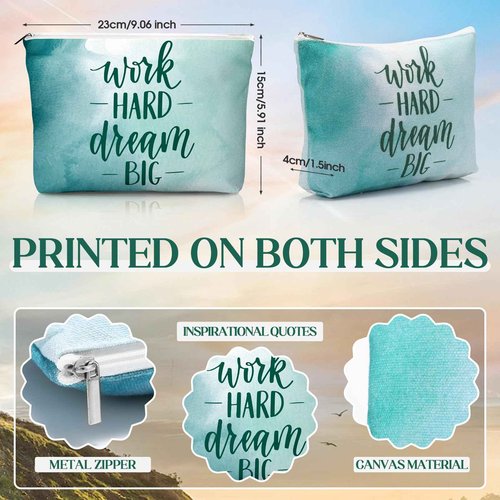 Vercraft 20 Pcs Employee Appreciation Gifts Inspirational Canvas Makeup Bags Compact Mirror Bulk Cosmetic Bags Portable Mirror Thank You Gifts for Women Christmas Nurse Practitioner (Motivation)