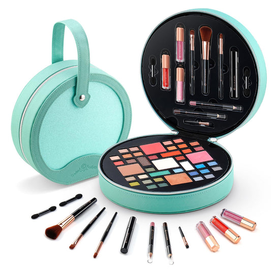 Color Nymph All In One Makeup Kit For Teens With Portable Cosmetics Bag, Multiple Makeups For Begginers As Christmas,New Year,Birthday Gift Included 38-Colors Eyeshadows Lipglosses Brushes(Green)