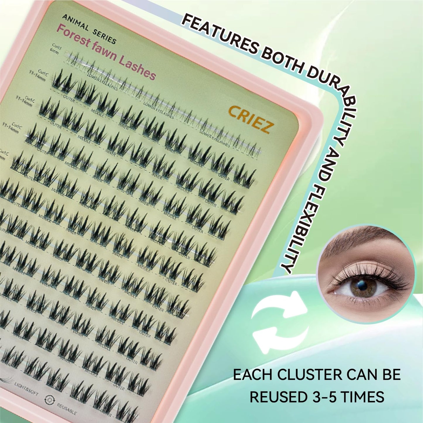 Lash Clusters Kit C Curl, Spiky Eyelash Clusters, Combination of Upper and Lower Lash Extension, Reusable Lash Clusters (11-14mm), Easy to Remove