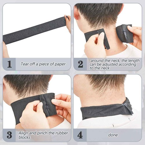 1000 Pieces 10 Rolls Disposable Black Barber Neck Strips, Black Barber Neck Strips Disposable Stretchy Edge Paper Hair for Salon Haircut Styling Barbershop Accessories