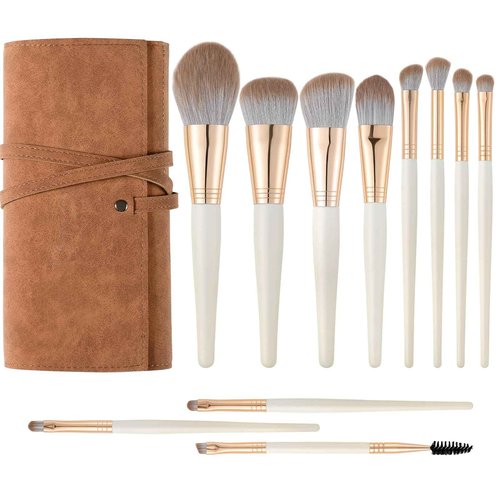 Makeup Brushes, 11pcs Makeup Brusheas Set with Wooden Handle, Include Foundation, Concealer, Blush, Eyeshadow, Eyeliner, Powder, Highlighter, Blending, Face Brush Set