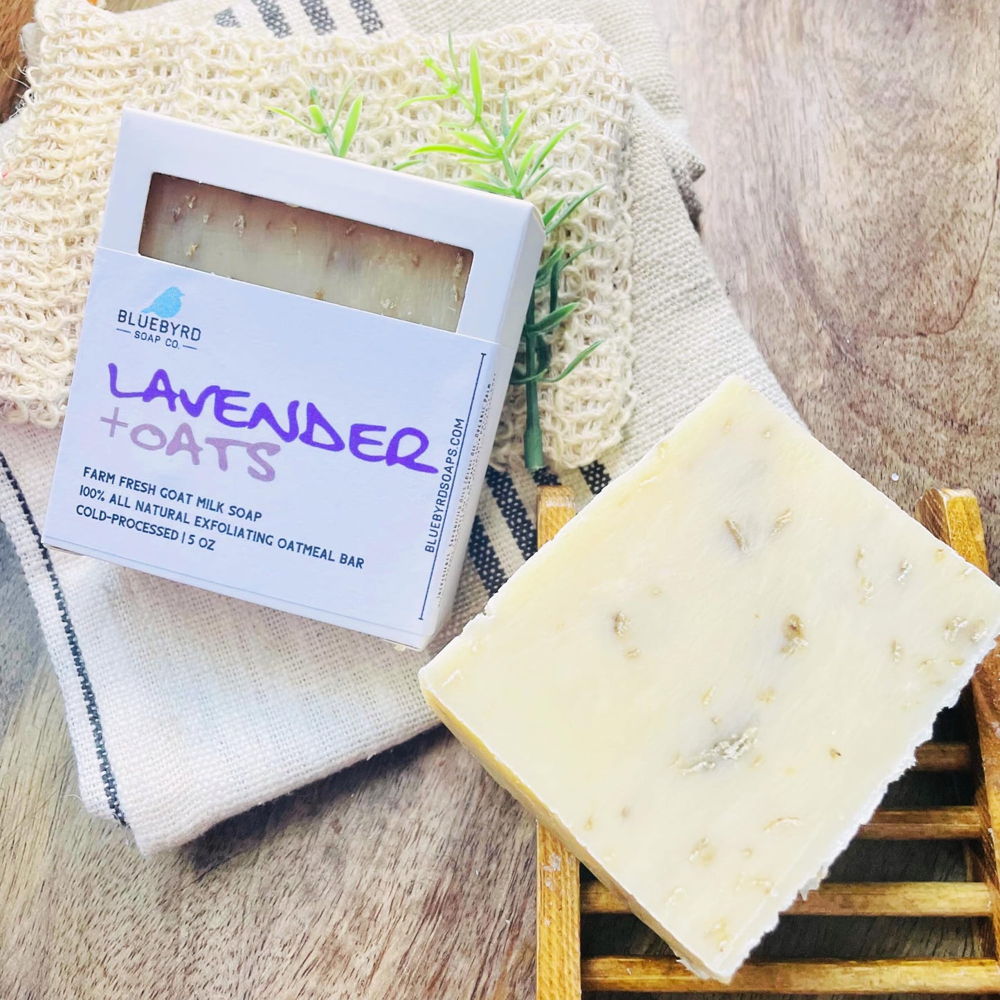 Bluebyrd Soap Lavender & Oatmeal Natural Goat Milk Soap Bar | All Natural Handcrafted Soap With Organic Oils | Exfoliating Oatmeal Goat Milk Bar Soaps (Lavender Oatmeal)