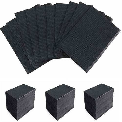 Disposable Waterproof Dental Bibs,125pcs Tattoo Bibs Piercing Waterproof Bibs Tattoo Table Covers (Black)