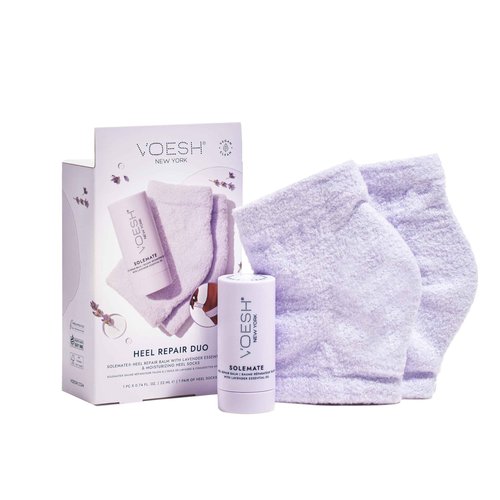 VOESH Heel Repair Duo, Solemate Heel Repair Balm & Moisturizing Heel Socks, Cracked Heel Stick Balm, Foot Care for Men & Women, at-Home Foot Care, K-Beauty Korean Skincare - Lavender