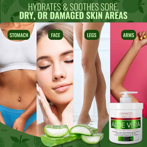 Advanced Clinicals Aloe Vera Skin Repair Cream + Collagen Lifting Body Oil Set
