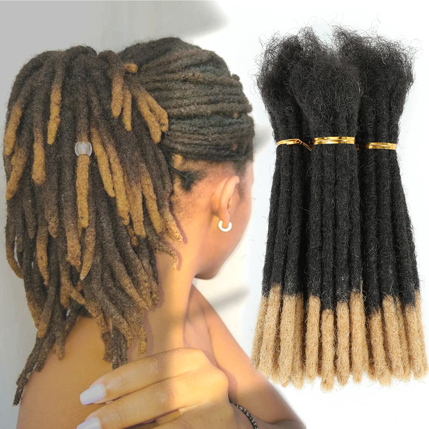 6-18 Inch Dreadlock Extensions Human Hair Fully Handmade Human Hair Dreadlock Extensions for Man/Women Locs Extensions Human Hair Can Be Dyed Bleached Curled… (18Inch-30Strands, 0.6CM Width-1B/27#)