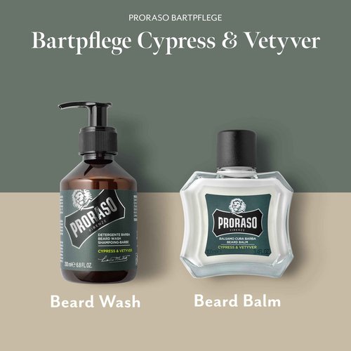 Proraso Beard Care Duo Kit for New or Short Beards with Beard Balm and Beard Wash, Cypress & Vetyver