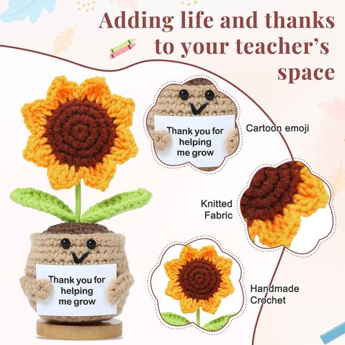 Aileam Teacher Appreciation Gifts 6PCS Gifts for Teacher Makeup Bags Survival kit Sunflower Bookmark Pen Thank You Graduation Retirement for Women School Book Reading Lovers