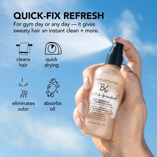 Bumble and bumble. Prêt-à-powder Post Workout Non-Aerosol Dry Shampoo Hair Mist | Cleanses Sweaty Hair + Eliminates Odor | Curly, Wavy, Straight, 4 Fl Oz