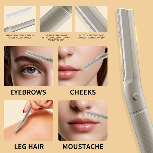 OFIDUS Tweezers for Women Facial Hair, 4 in 1 Eyebrow Kit with Tweezers, Eyebrow Trimmer Scissors, Razor, Style Leather Travel Case, Hair Plucking Daily Beauty Tools