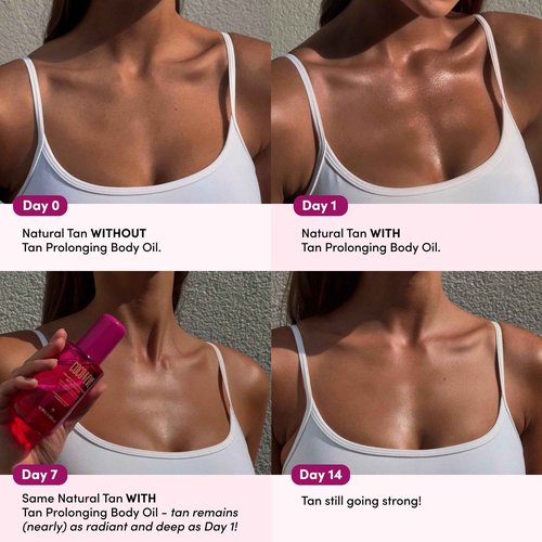Coco & Eve Firming & Tan Prolonging Peptide Body Oil. Up to 28 Days Natural Tan Extender. After Sun Care with Tropical Oils, Vitamins C & E for Nourished, Glowy & Visibly Firmer Skin. (5.75 fl oz)