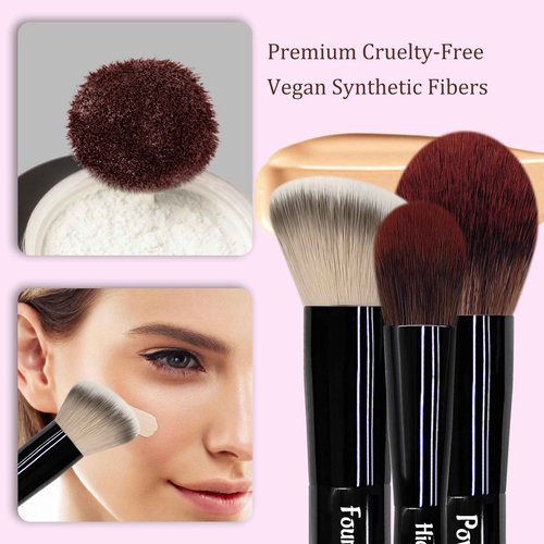 Jilier Travel Makeup Brush Set, 14 pcs Mini Makeup Brushes for Foundation, Powder, Eyeshadow, Highlight, Contour, Blush & Concealer, Small Makeup Brush Set Purse Size with Case