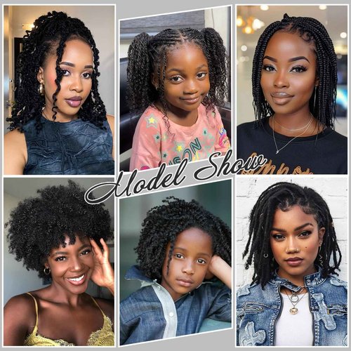 Haftaluv Afro Kinkys Bulk Human Hair 50g 16 Inch Nature Black Afro Kinky Curly Human Hair Bulk for Mini Twist, Braiding, Loc Extensions & Crochet, Dreadlocks, Braids and Repair Locs (16 Inch, 1b#)