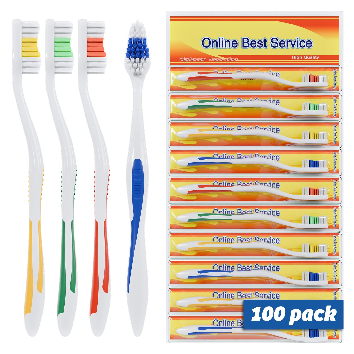 Online Best Service 100 Pack Toothbrush Standard Classic Medium Soft Toothbrush Bulk Individually Wrapped