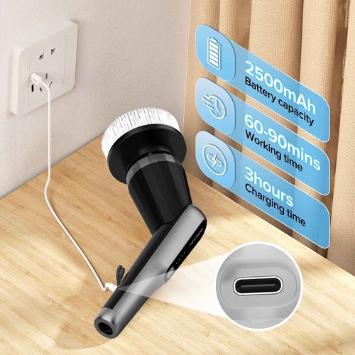 Dreazu G2-Pro Electric Spin Scrubber - IPX7 Waterproof 10-in-1 Shower Cleaner Brush, Retractable Handle & 2-Speed for Bathroom, Bathtub, Kitchen, Tile Floors