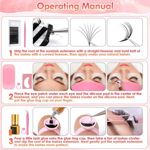 ROADPLUM Professional Eyelash Extension Kit for Beginners - Complete Lash Tech Practice Set with D-Curl Lashes (0.07mm), Quick-Dry Glue, Fan Dryer, Tweezers & Eye Patches DIY Lash Supplies
