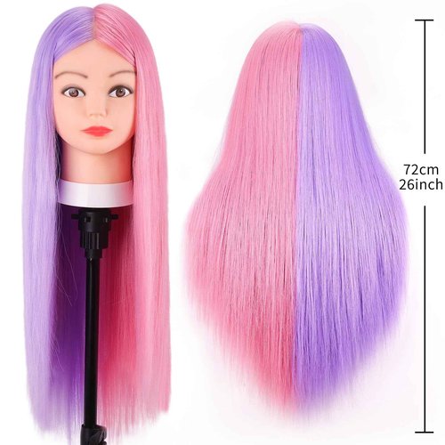 MYSWEETY Mannequin Head with Hair, Doll Head for Hair Styling, 26" Manikin head with 70% Real Human Hair Cosmetology Makeup Hairdressing Training Head with Clamp Holder and Tools