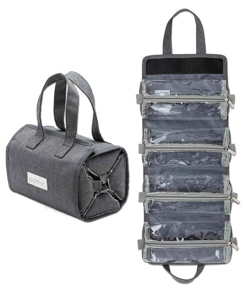 eldimer Small Roll Up Toiletry Bag for Traveling Women - Travel Makeup Bag with 4 Removable Compartments - Hanging Toiletry Bag - Cosmetic Travel Bag - Medicine Bag - TSA Approved Toiletry Bag