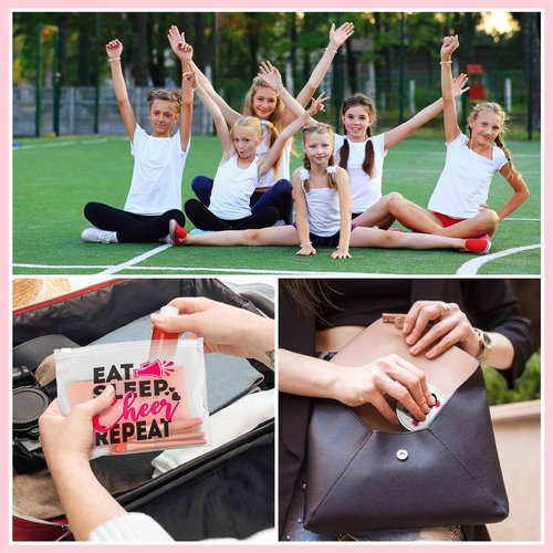Locmeo 36 Pcs Cheerleader Gifts Set Including Portable Zipper Cheer Makeup Bag, Compact Mirror, Cheer Bracelet - Party Favors for Women Cheerleading Team