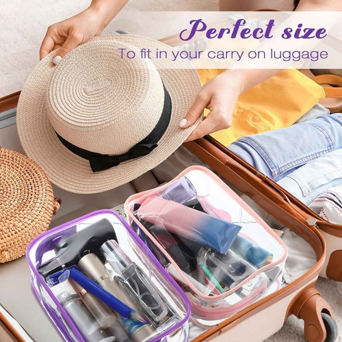Reginary 25 Pcs Clear Makeup Bags Bulk Cosmetic Bags with Zipper Travel Toiletry Bags Waterproof Portable Transparent Zippered Pouches for Women Men Travel Bathroom Business (Bright Color)