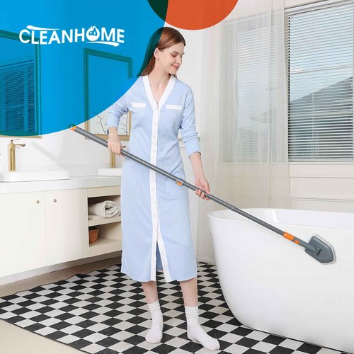 CLEANHOME Extendable Shower Scrubber,Bathroom Tub Cleaner Brush with Long Handle-56 inches,Shower Tile Floor Wall Cleaning Tools, Bathtub Brushes for Cleaning with 4 PCS Scrub Pads