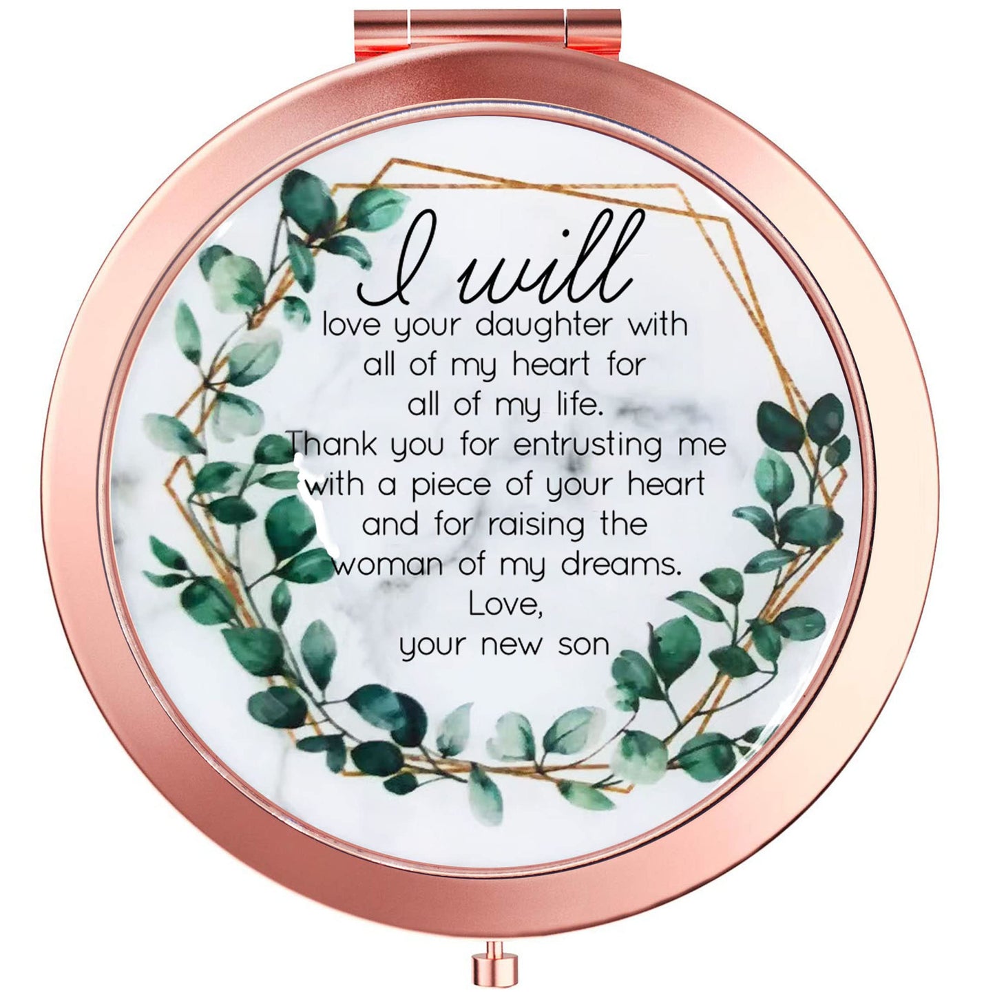 Mother of The Bride Rose Gold Compact Mirror Gifts from Son in Law on Wedding Day, Mother of Bride Gift for Christmas Birthday