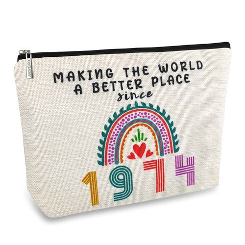 51st Birthday Gifts for Her, Funny 1974 51st Birthday Decorations Makeup Bag, Anniversary 51 Old Year Gift Ideas for Women, Wife, Sister, Mom, Aunt, Cool Cosmetic Travel Bag for Mothers Day, Christmas