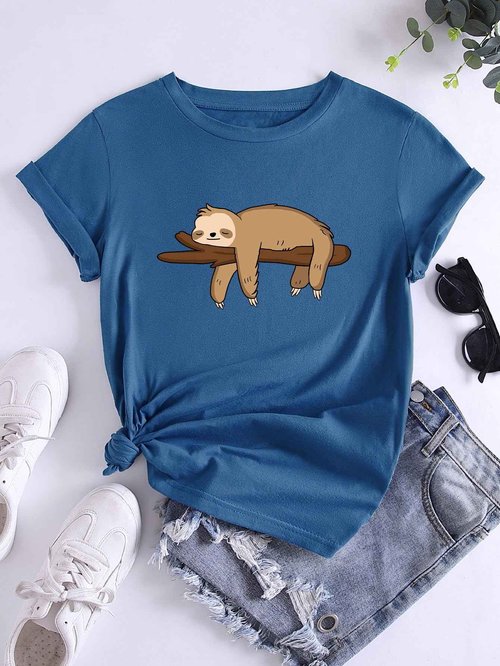 SOLY HUX Women's Cute Graphic Tees Cartoon Casual Summer Tops Short Sleeve T Shirts Blue Cartoon M