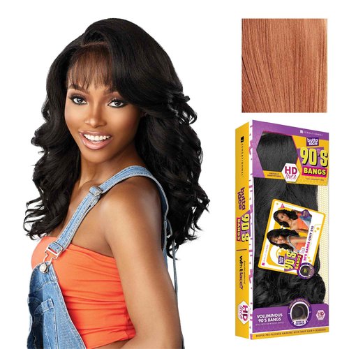 Sensationnel Butta Lace 90Sbangs Wigs - Unit 910 Glueless Wide Deep Part Synthetic Preplucked Hairline (CHOCOLATECOPPER)