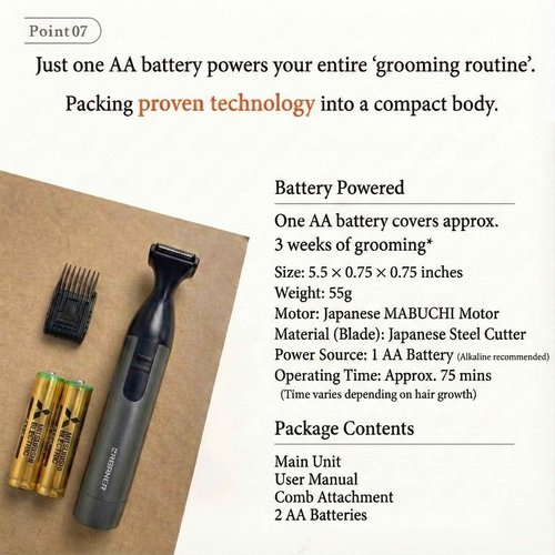 URBANER Mustache Trimmer – Cordless, Waterproof & Adjustable, 0.08”-0.55” Precision Settings, Lightweight Grooming Clipper with Japanese Steel Blade for Travel Use, Beard Trimmer for Men, Hair Clipper