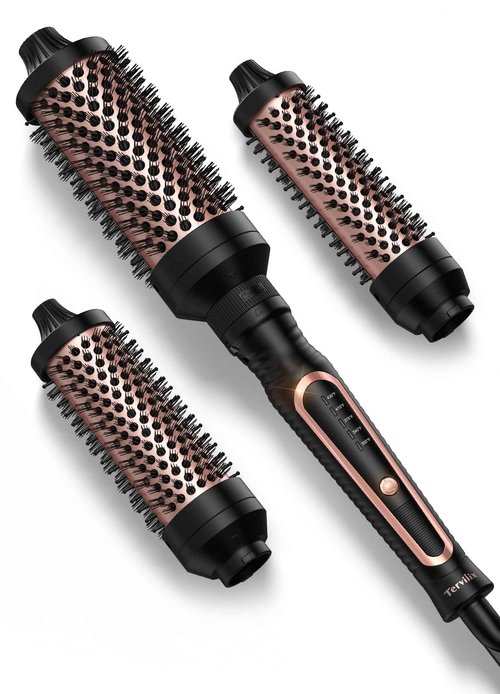 Terviiix PRO Thermal Brush Set for Voluminous Style, Non-blowing Heated Round Brush with Adjustable Temp, 3-in-1 Curling Brush with Detachable Head(1.25'',1.5'',1.77''), 20S Fast Heating with Dual MCH