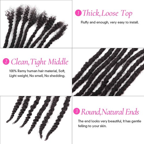 Orientdreads Textured Loc Extensions Human Hair, 100% Real Human Hair Dreadlock Extensions Handmade Permanent loc Extensions (#Natural Black - 0.4cm, 8 Inch 20 Strands)