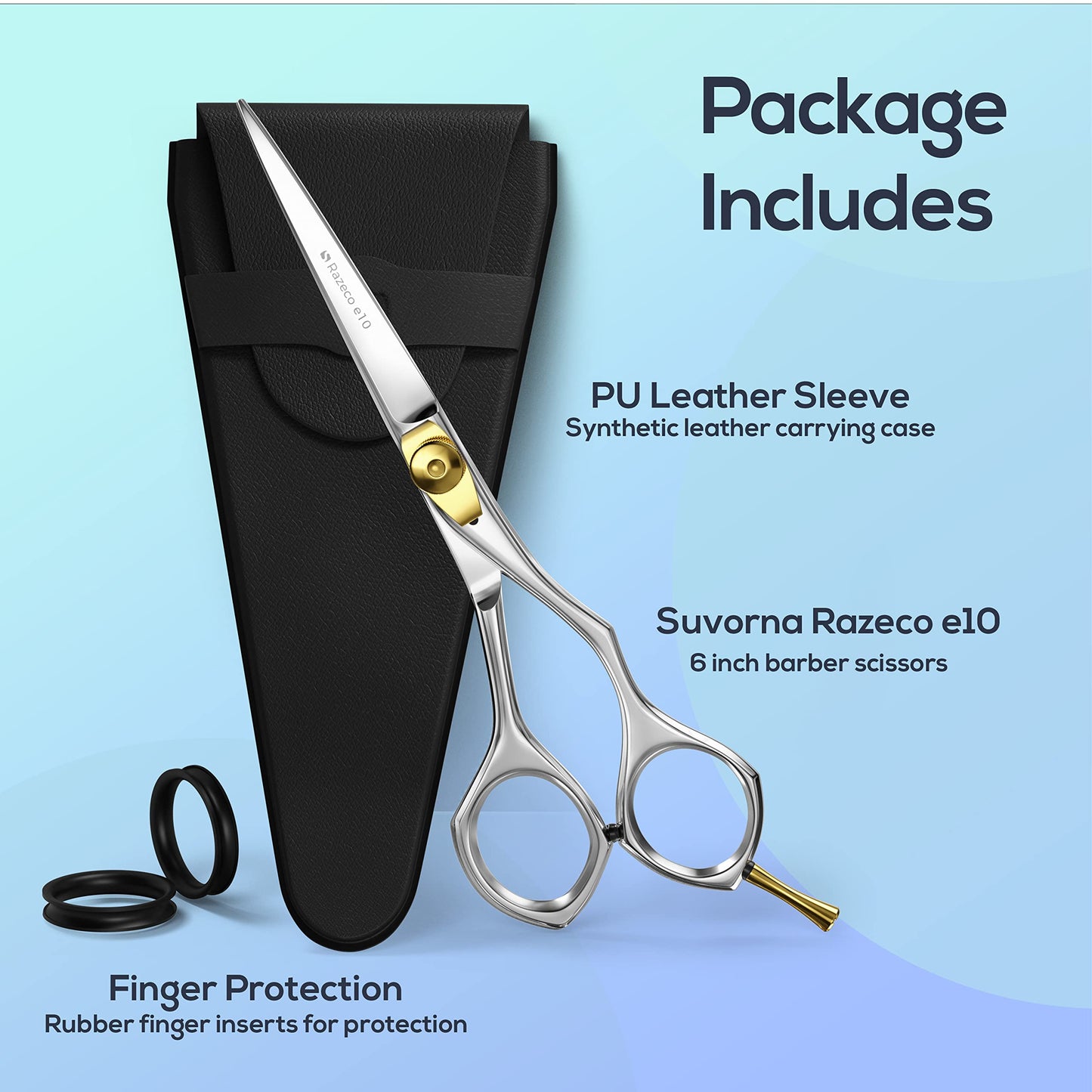 Suvorna 6" hair scissors professional - hair cutting scissors professional - professional hair scissors - hair shears professional - barber scissors professional - hair shears for women, men, & kids.