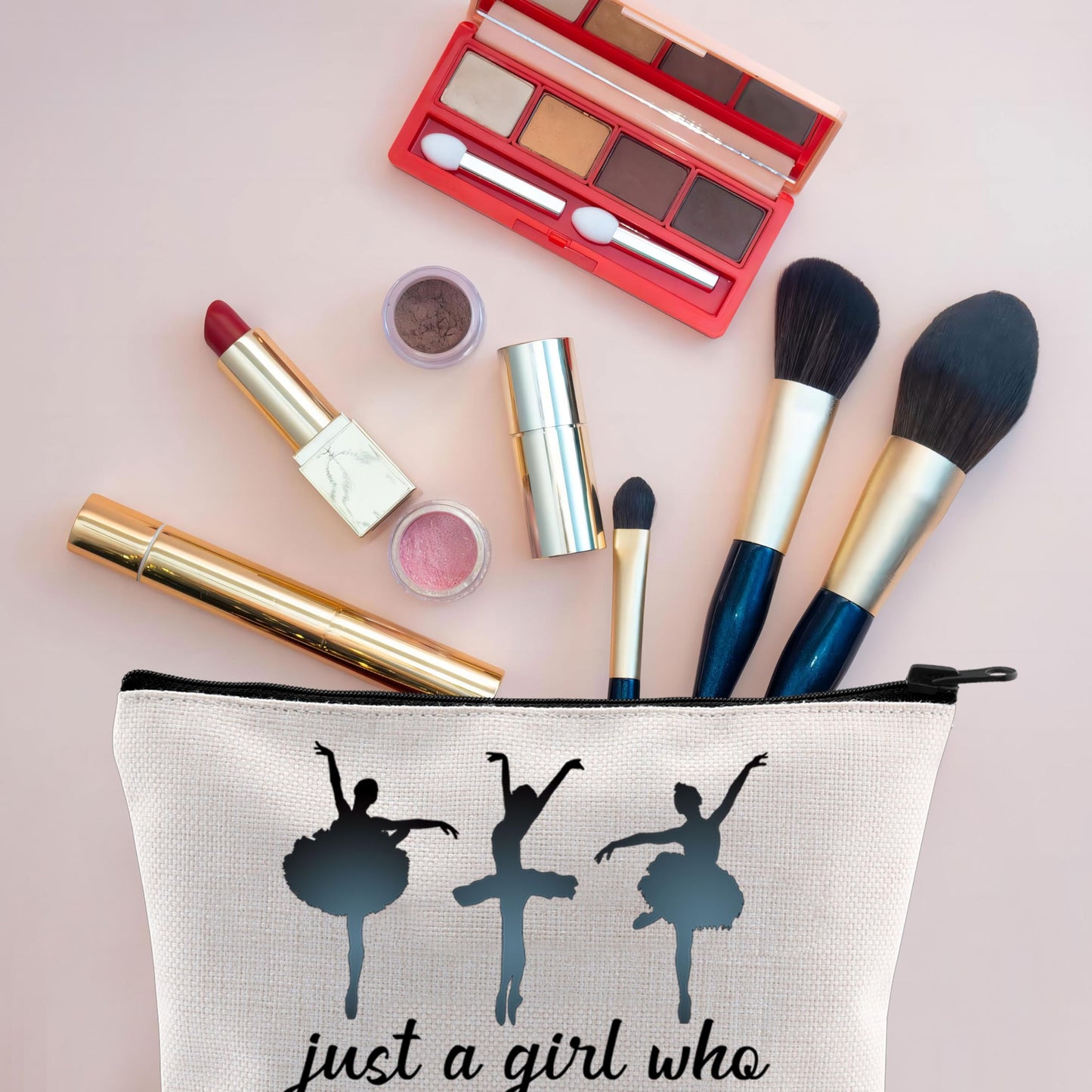 VAMSII Dancer Makeup Bag just a Girl who Loves Dance Dance Cosmetic Bag Ballet Gifts Dance Lover Gifts Ballerina Gifts (love dance)